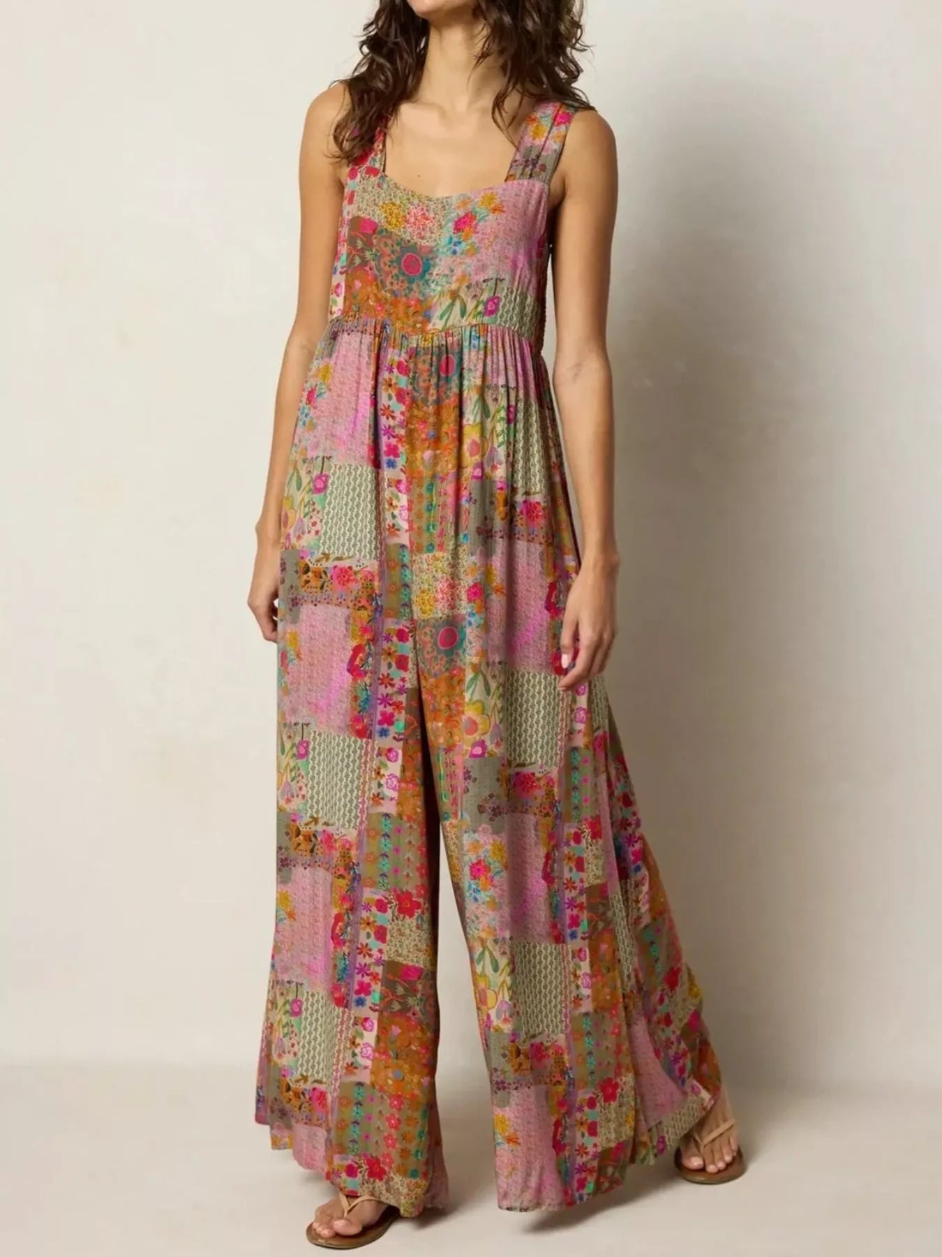 Plus Size Patchwork Wide-Leg Jumpsuit - Glamourous Grace