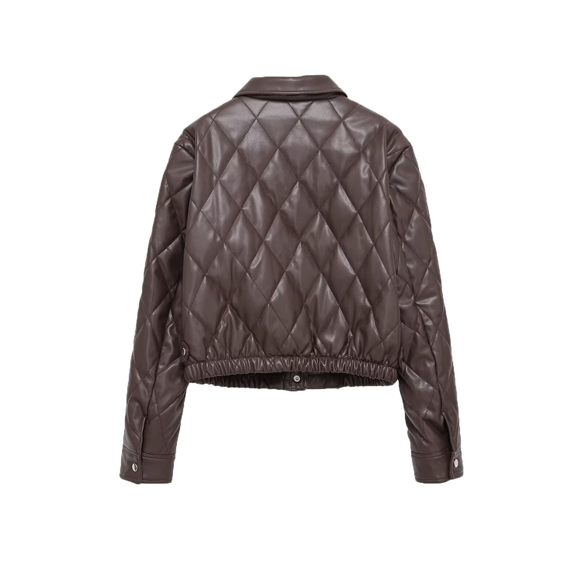 Women's Jacket Quilted Faux Leather BYMANYC ® New York SOHO BROWN LEATHER BOMBER - New Collection