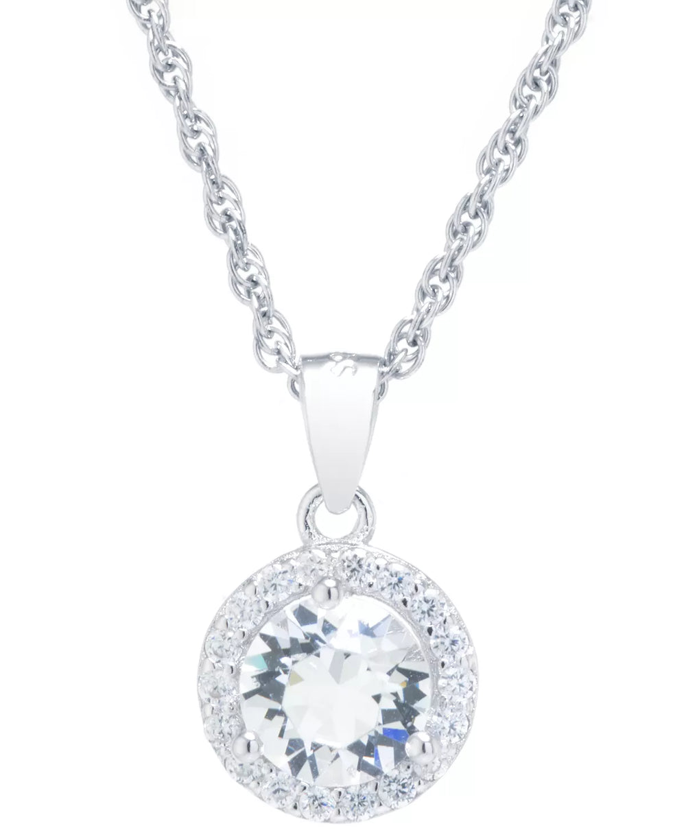 Giani Bernini Crystal and Cubic Zirconia Halo 18in Pendant Necklace - Glamourous Grace