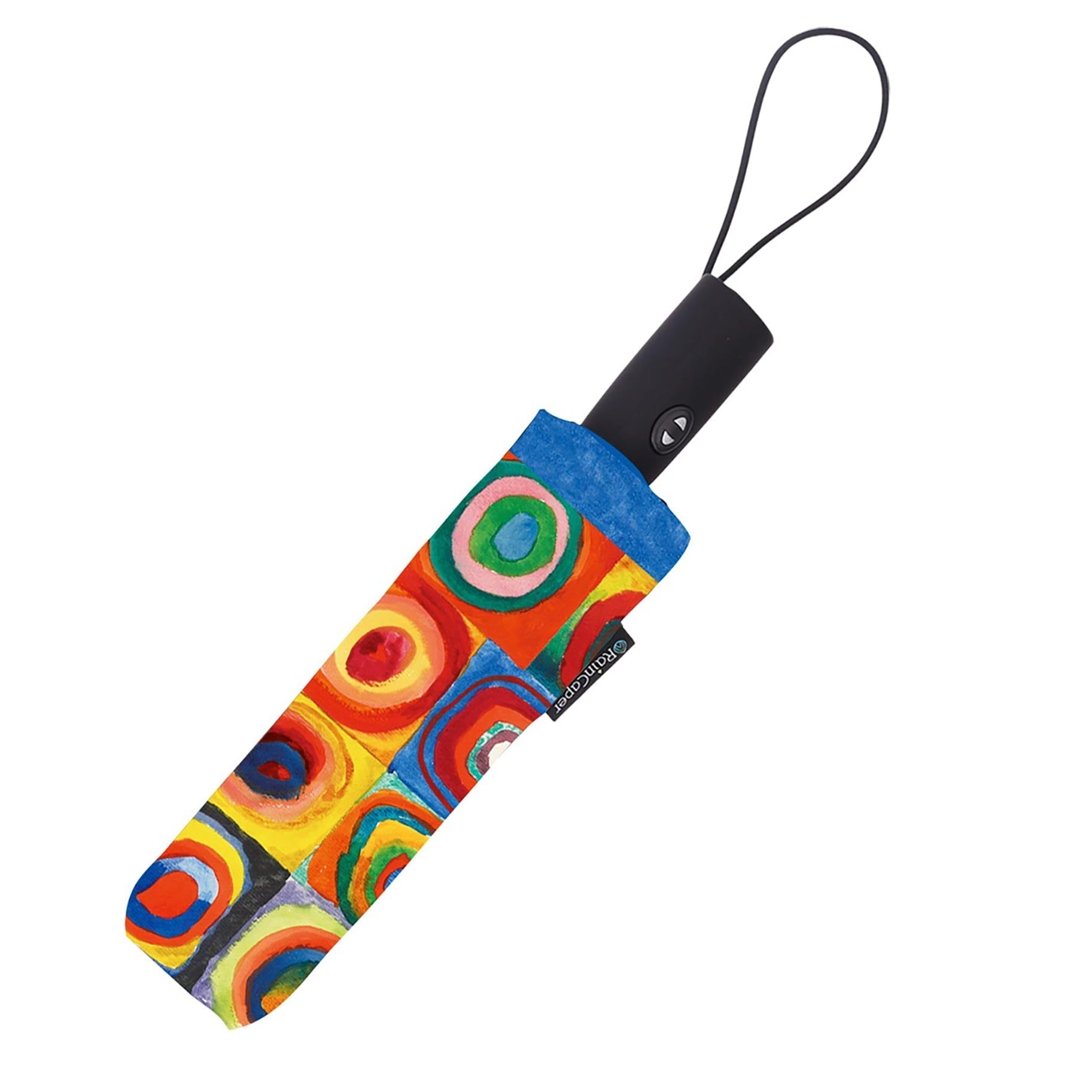 Kandinsky Squares with Concentric Circles Travel Umbrella – Compact, One-Touch Open & Close