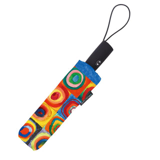 Kandinsky Squares with Concentric Circles Travel Umbrella – Compact, One-Touch Open & Close