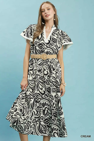 Umgee Paisley Print Midi Dress with Side Pockets - Glamourous Grace