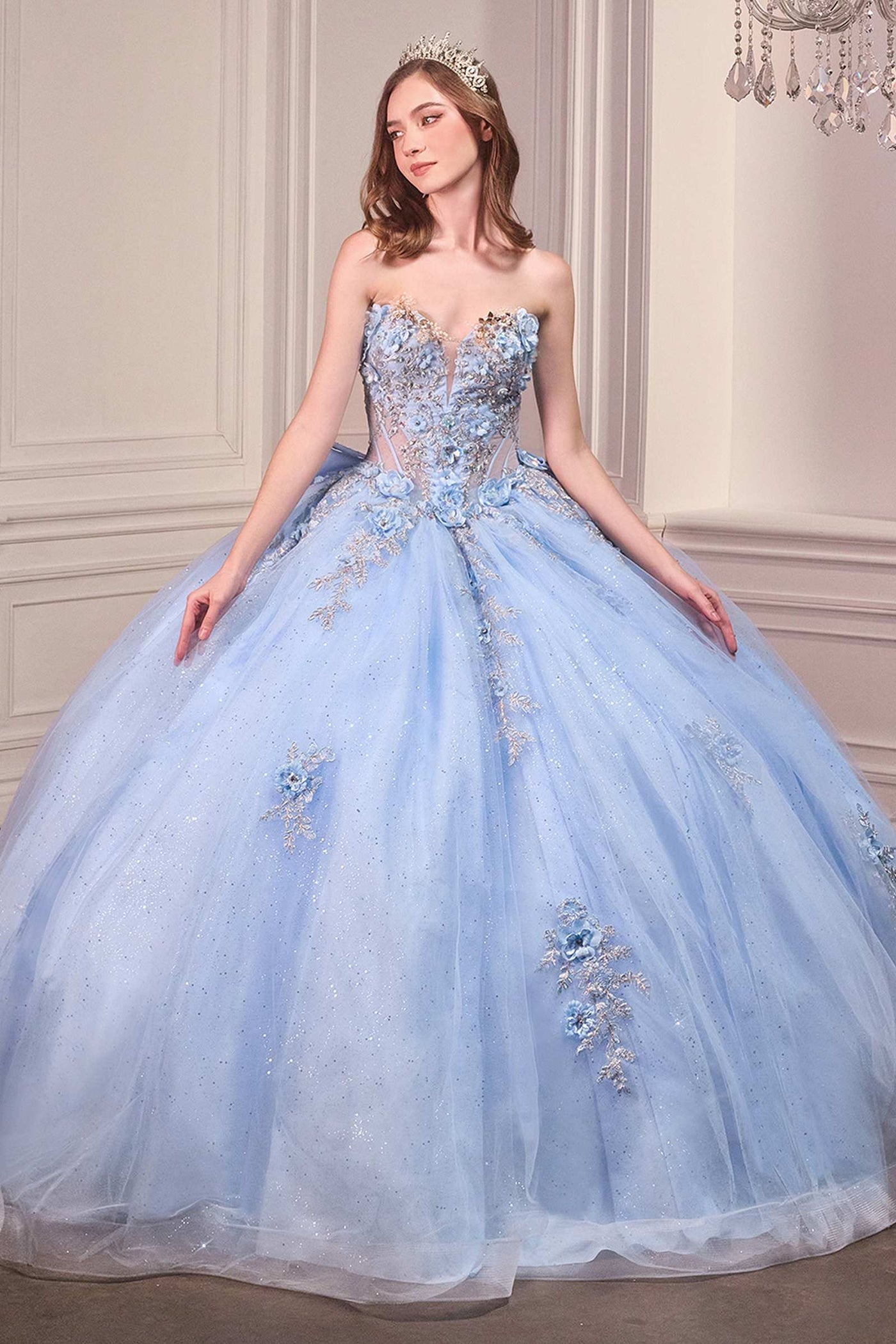 Ladivine 15726 Strapless Sweetheart Quinceanera Ball Gown - Glamourous Grace