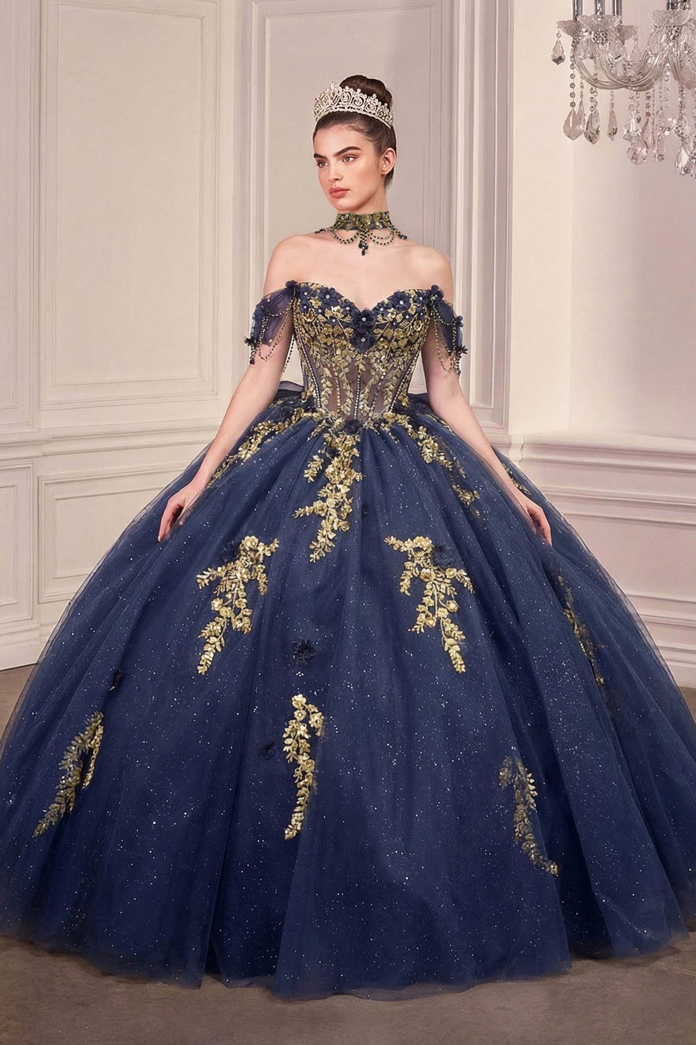 Ladivine 15728 Off Shoulder Quinceanera Ball Gown - Glamourous Grace