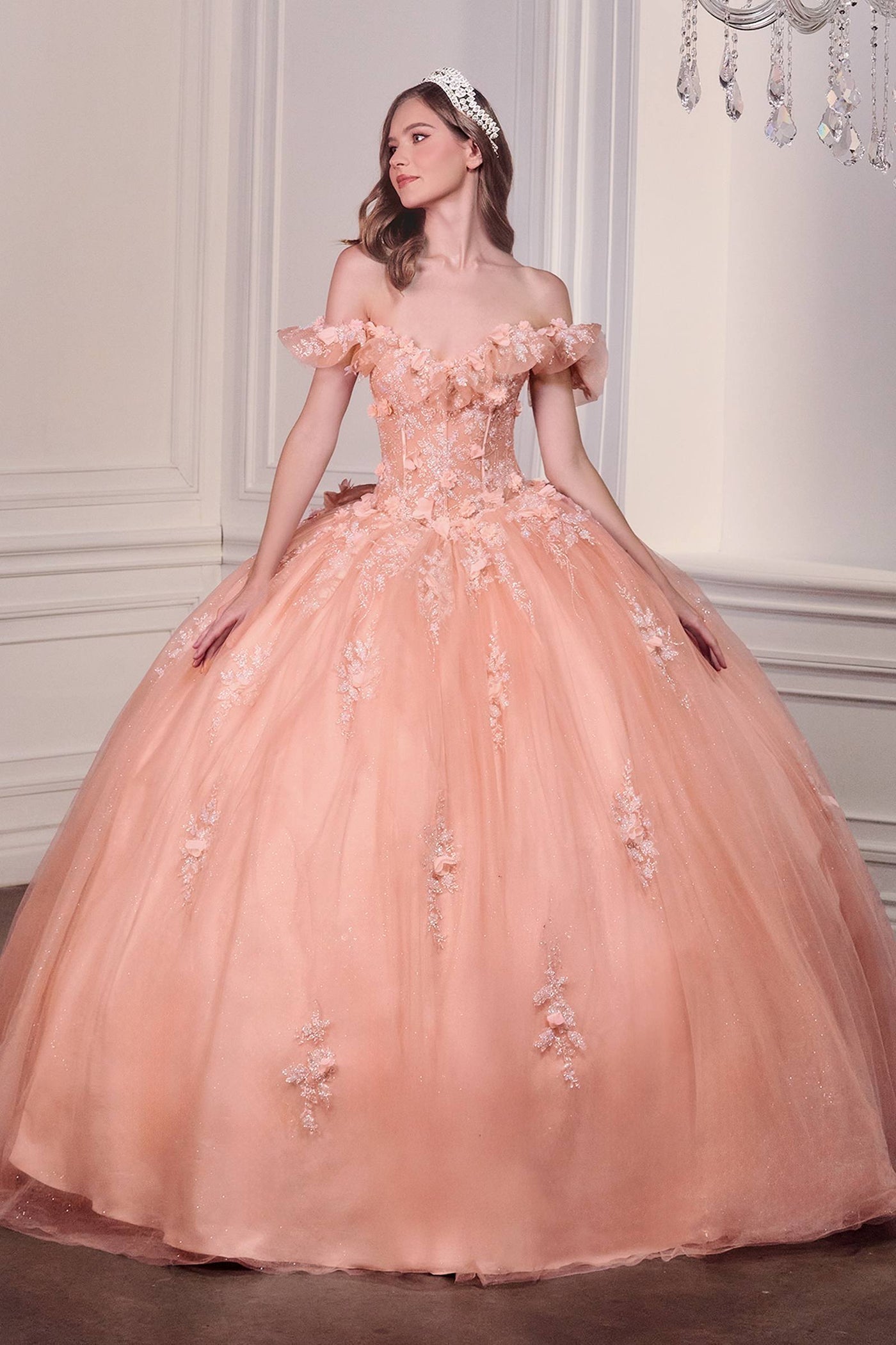Ladivine 15731 Off the Shoulder Quinceanera A-Line Ball Gown - Glamourous Grace