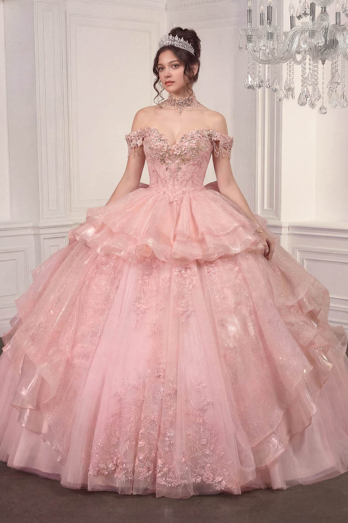 Ladivine 15742 Off the Shoulder Poofy Quinceanera Ball Gown - Glamourous Grace