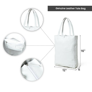White Leather Shoulder Tote Bag - Glamourous Grace