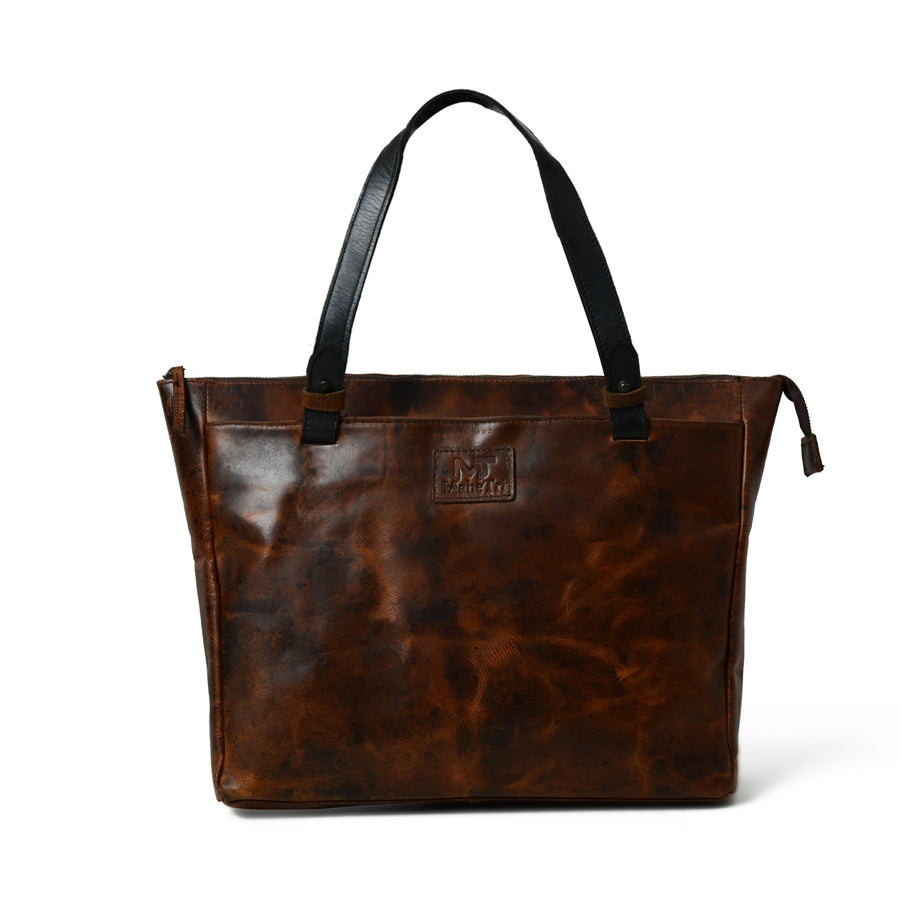 Portland Leather Tote with Zipper - Glamourous Grace
