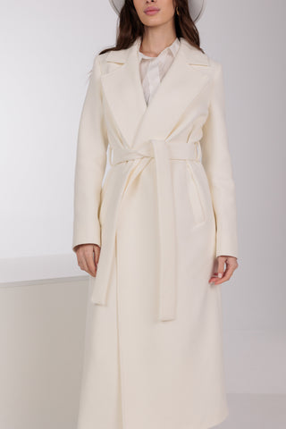 Pre-Order. Re-Stock Ships September 30. Astoria Classic Wraparound Wool Blend Overcoat in Ivory