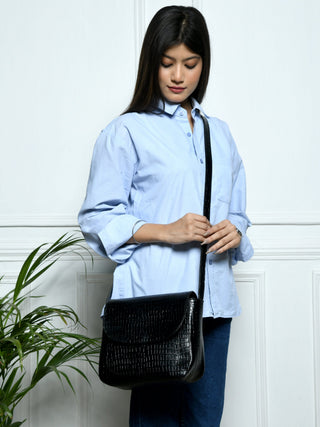 Diva Black Croco Sling Bag - Glamourous Grace