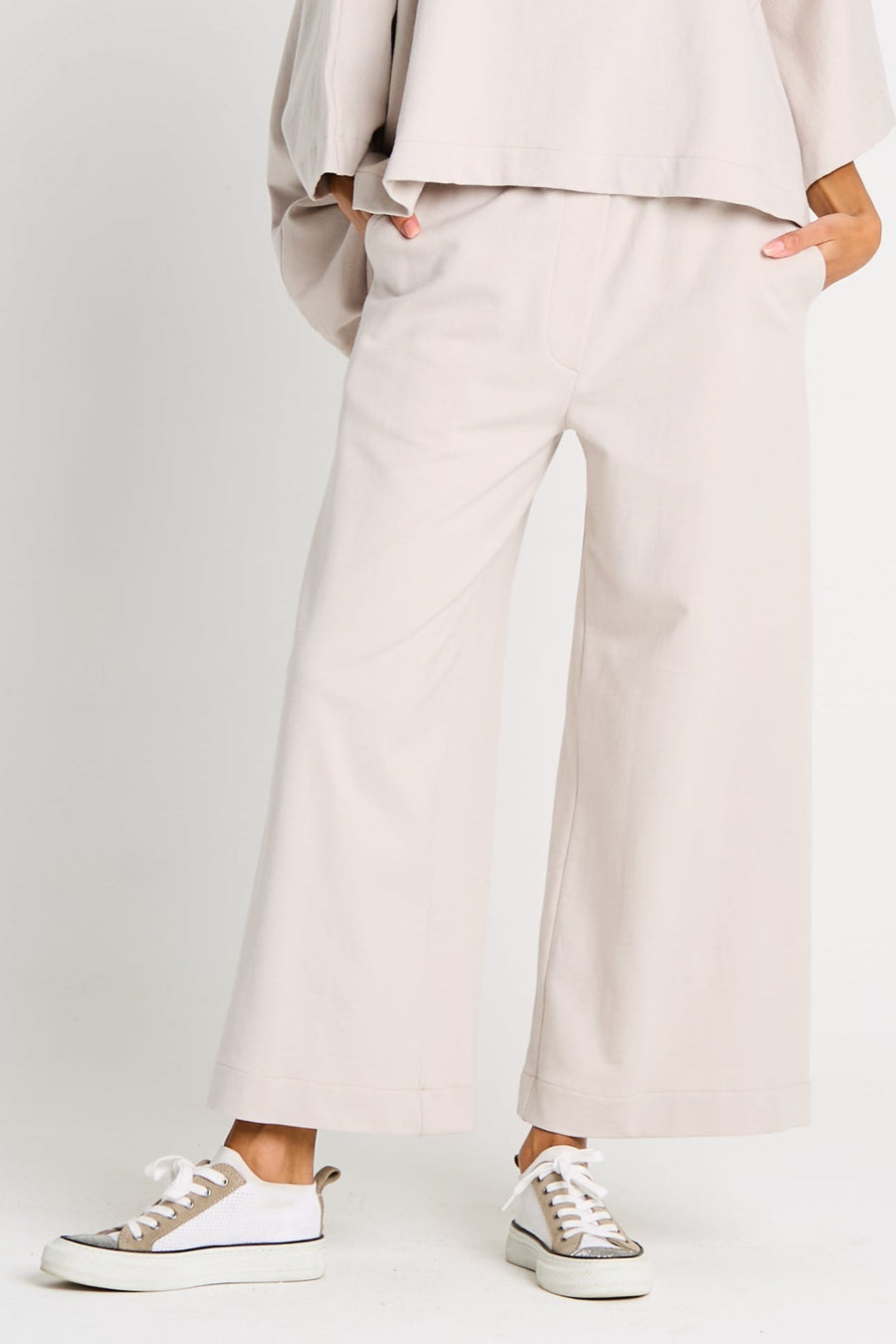French Terry Flooded Pants - Putty - Glamourous Grace