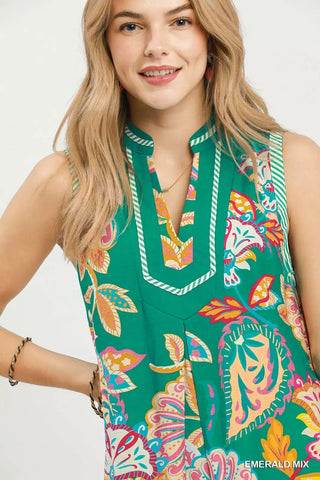 Umgee Paisley Floral Sleeveless Midi Dress - Glamourous Grace