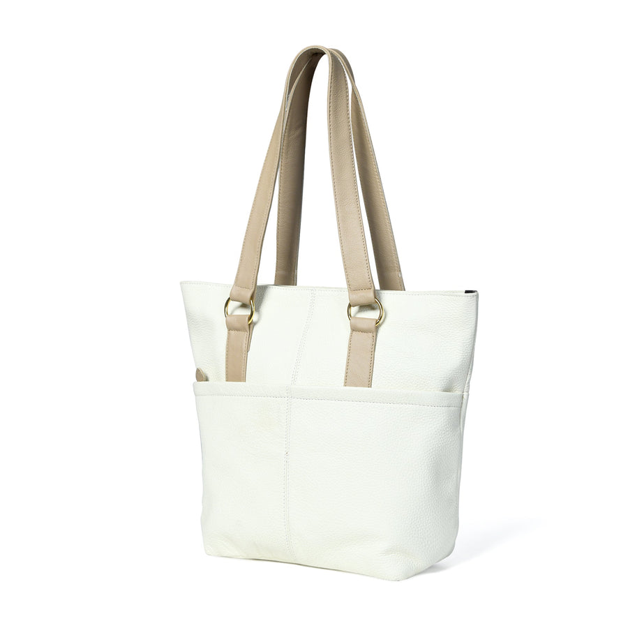 The Ivory Leather Tote - Glamourous Grace