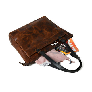Portland Leather Tote with Zipper - Glamourous Grace