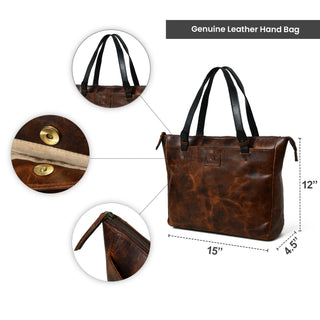 Portland Leather Tote with Zipper - Glamourous Grace
