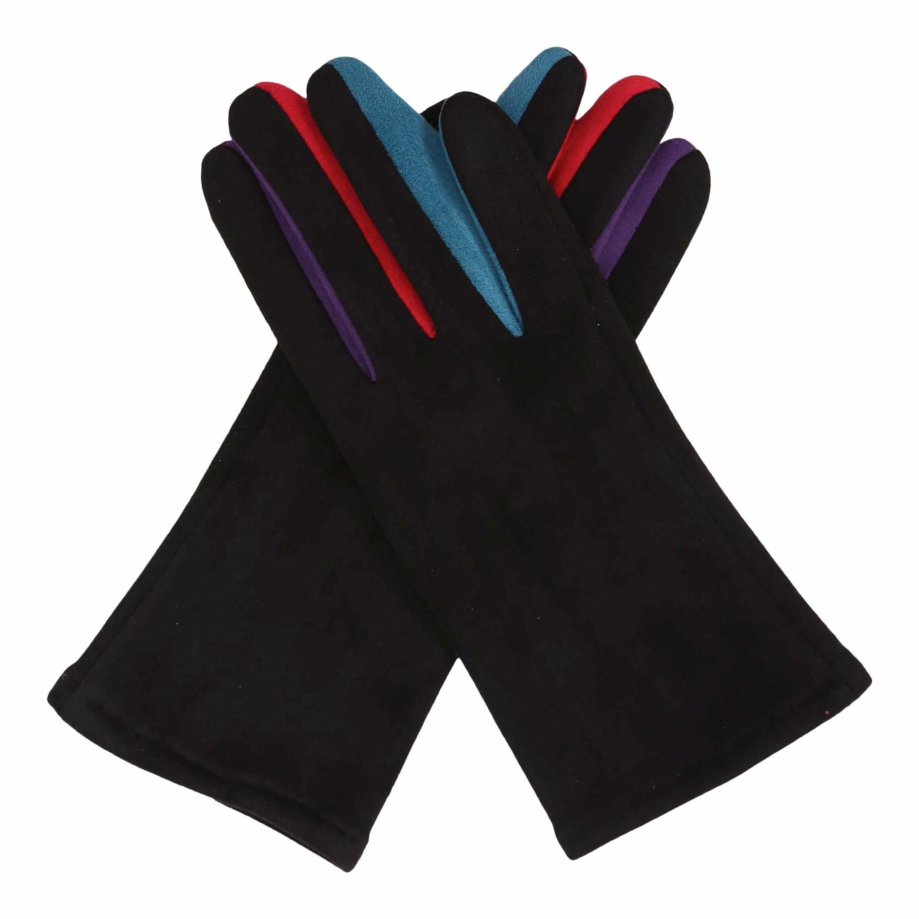 Black & Multicolor Women's Touch Screen Gloves - One Size Fits All