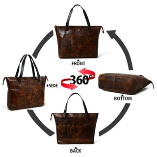 Portland Leather Tote with Zipper - Glamourous Grace