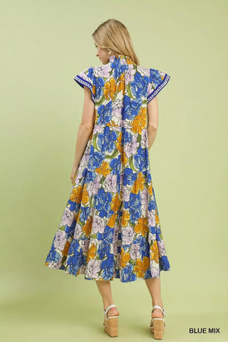 Umgee Mix Bold Floral Tiered Midi Dress - Glamourous Grace