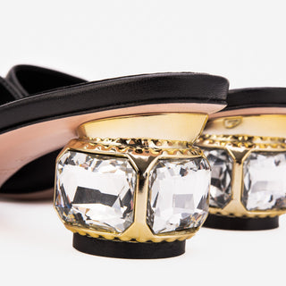 The Noctara Black Crystal Heel Women Sandal - Glamourous Grace