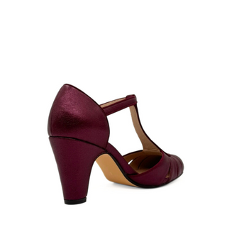 Mulberry Metallic T-Strap Heels - Glamourous Grace