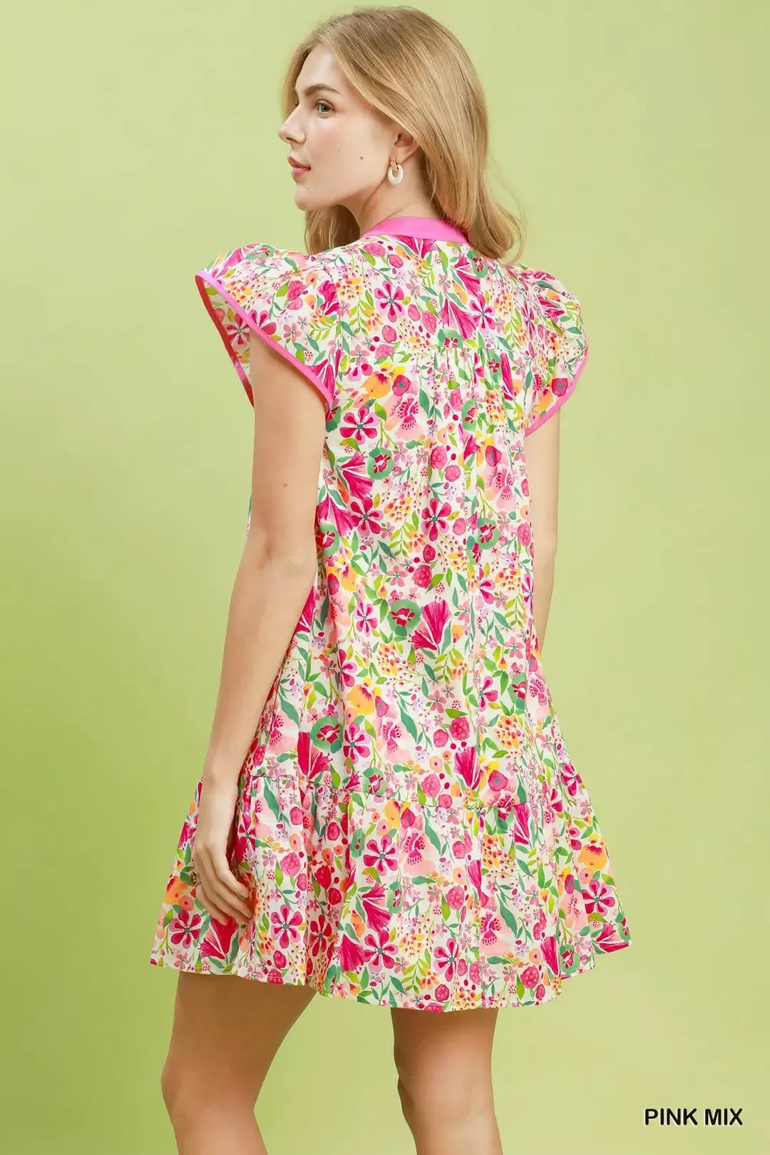 Umgee Floral Flutter Sleeve Tiered Mini Dress - Glamourous Grace