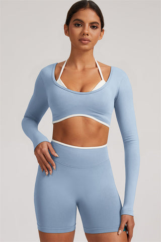 The Elevate Long Sleeve Crop top Shorts 2-Piece Set