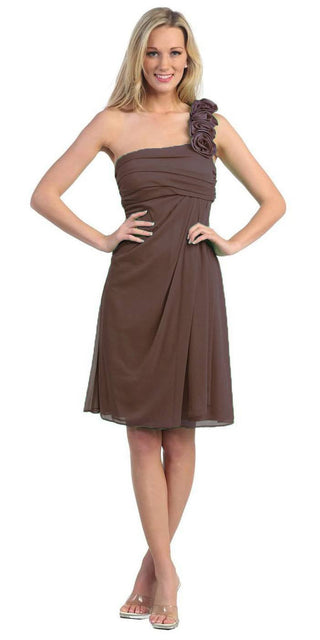 CLEARANCE - Eureka 1801 One Shoulder Knee Length Chiffon Dress (Size 2XL)
