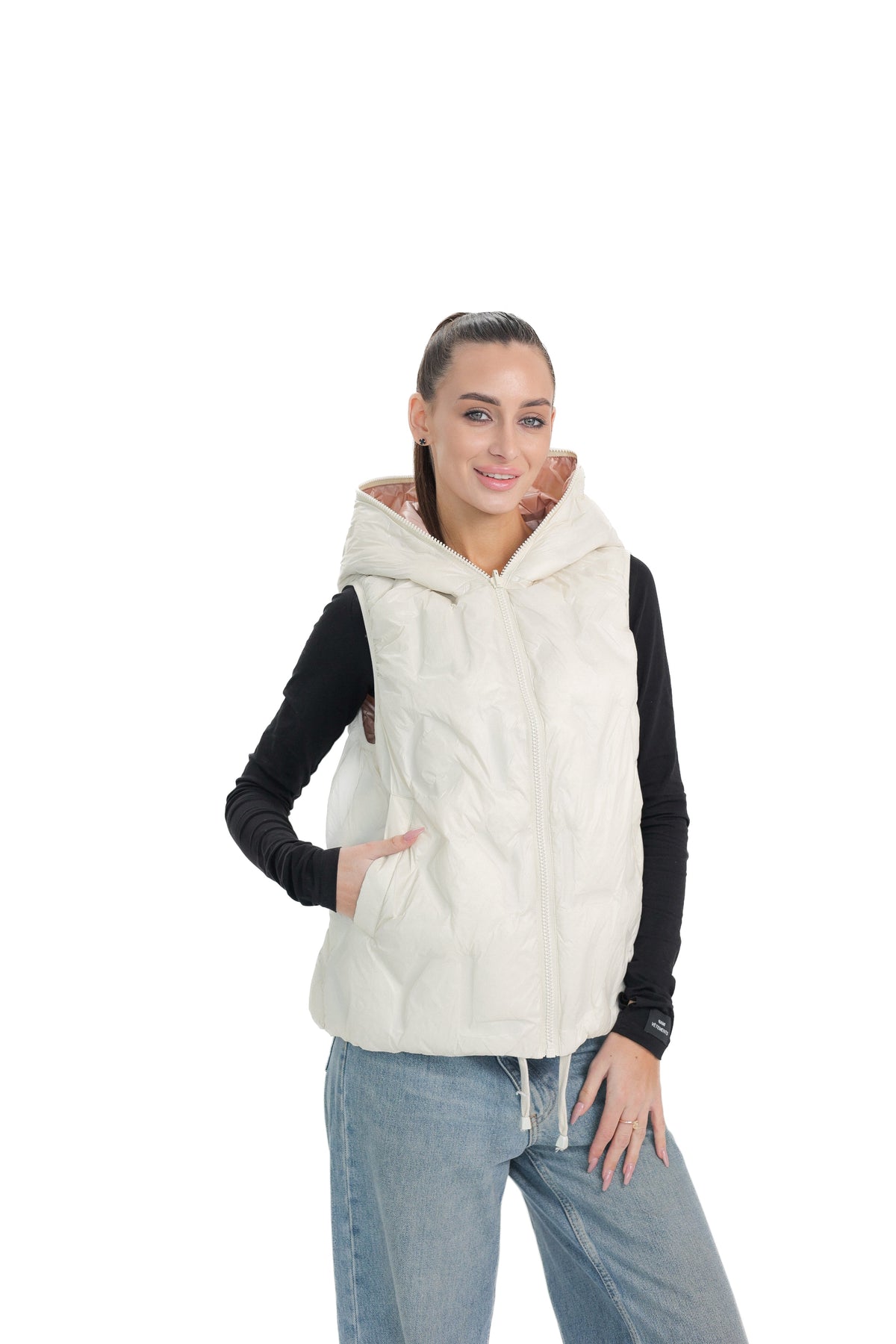 Reversible Light Insulated Vest Powder | Ivory