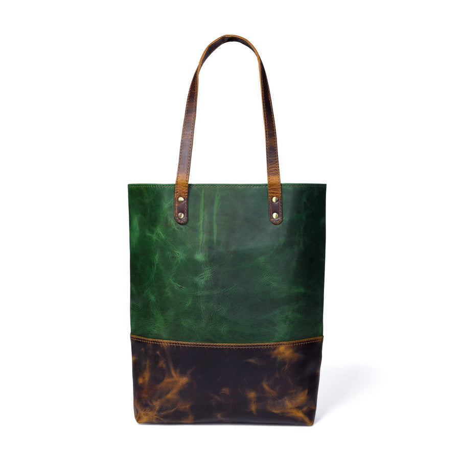 Green Women's Leather Tote - Glamourous Grace