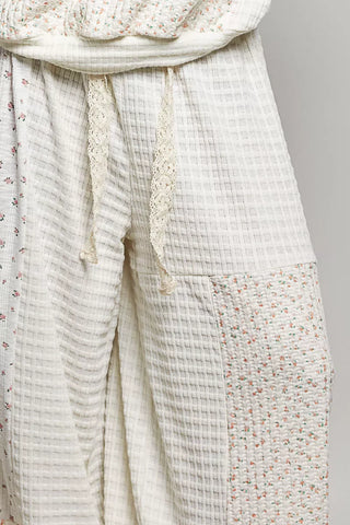POL Patchwork Mixed Knit Wide Leg Pants - Glamourous Grace