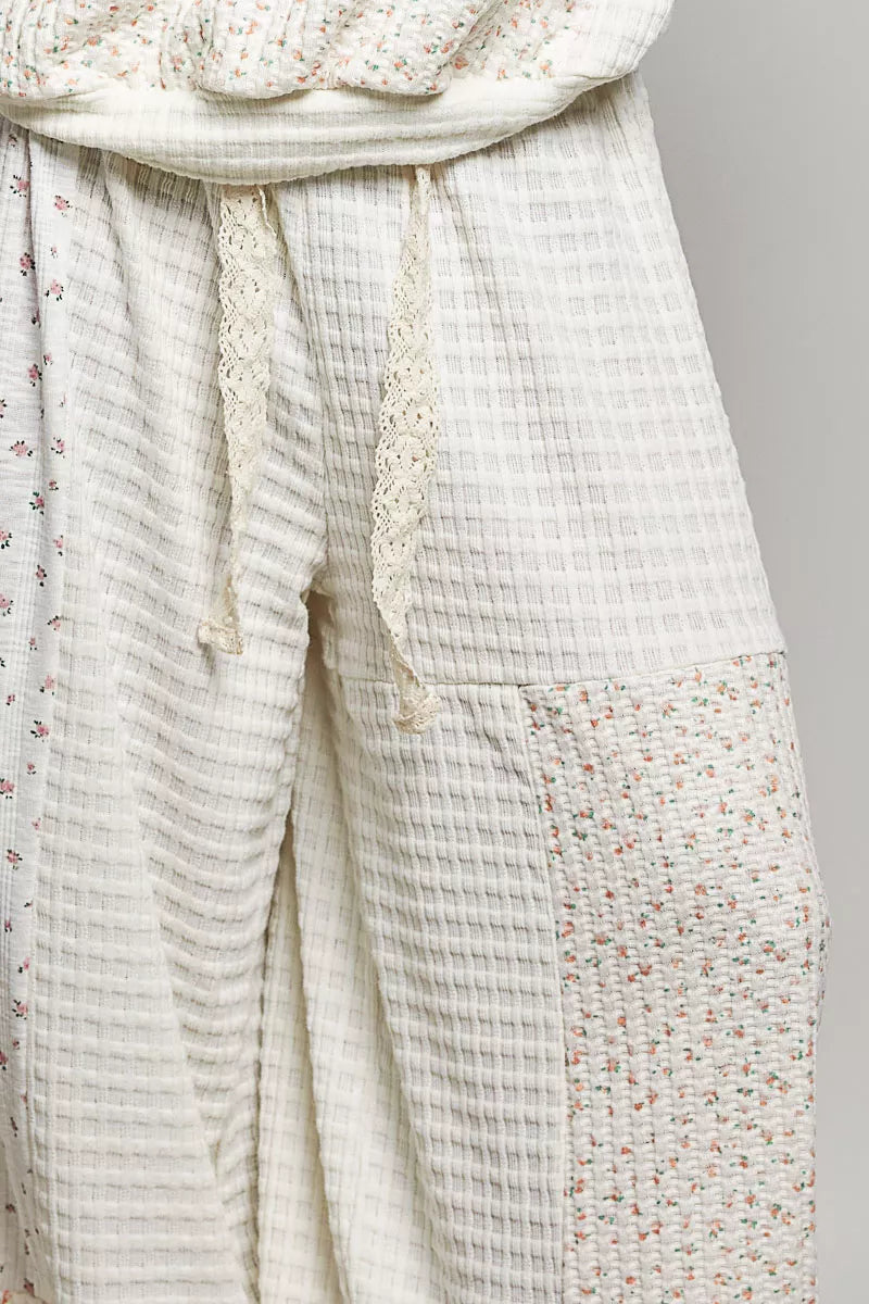 POL Patchwork Mixed Knit Wide Leg Pants - Glamourous Grace