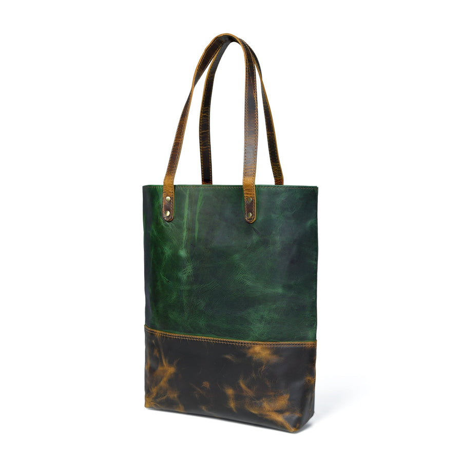 Green Women's Leather Tote - Glamourous Grace