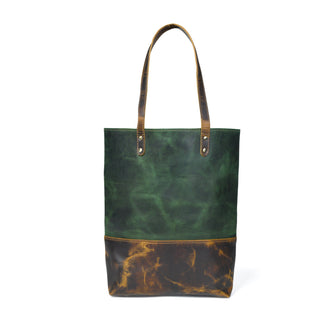Green Women's Leather Tote - Glamourous Grace