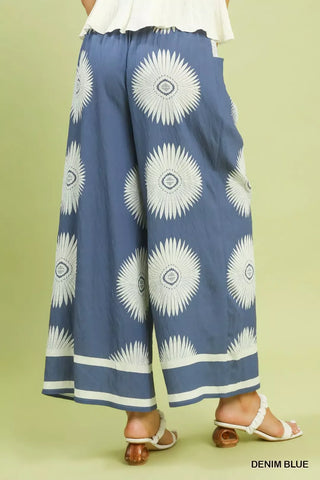 Umgee Abstract Border Print Wide Leg Pants - Glamourous Grace
