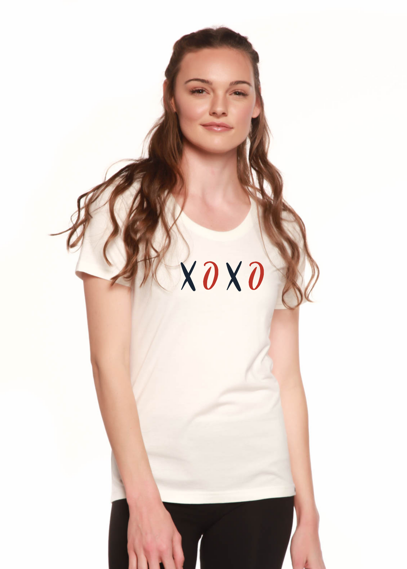 XOXO Women's Bamboo Sleeve Scoop Neck Graphic T-Shirt - Glamourous Grace
