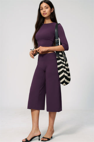 The Natalia Half-Sleeve Top Wide-Leg Crop 2-Piece Set