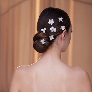 7-Piece Crystal Resin Flower Hair Pins - Glamourous Grace