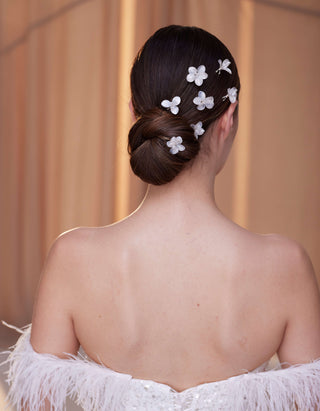 7-Piece Crystal Resin Flower Hair Pins - Glamourous Grace