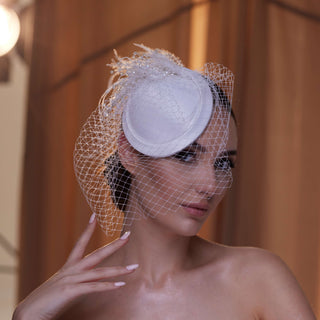 Birdcage Veil with Feathers - Glamourous Grace