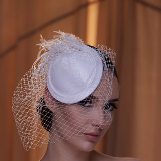 Birdcage Veil with Feathers - Glamourous Grace