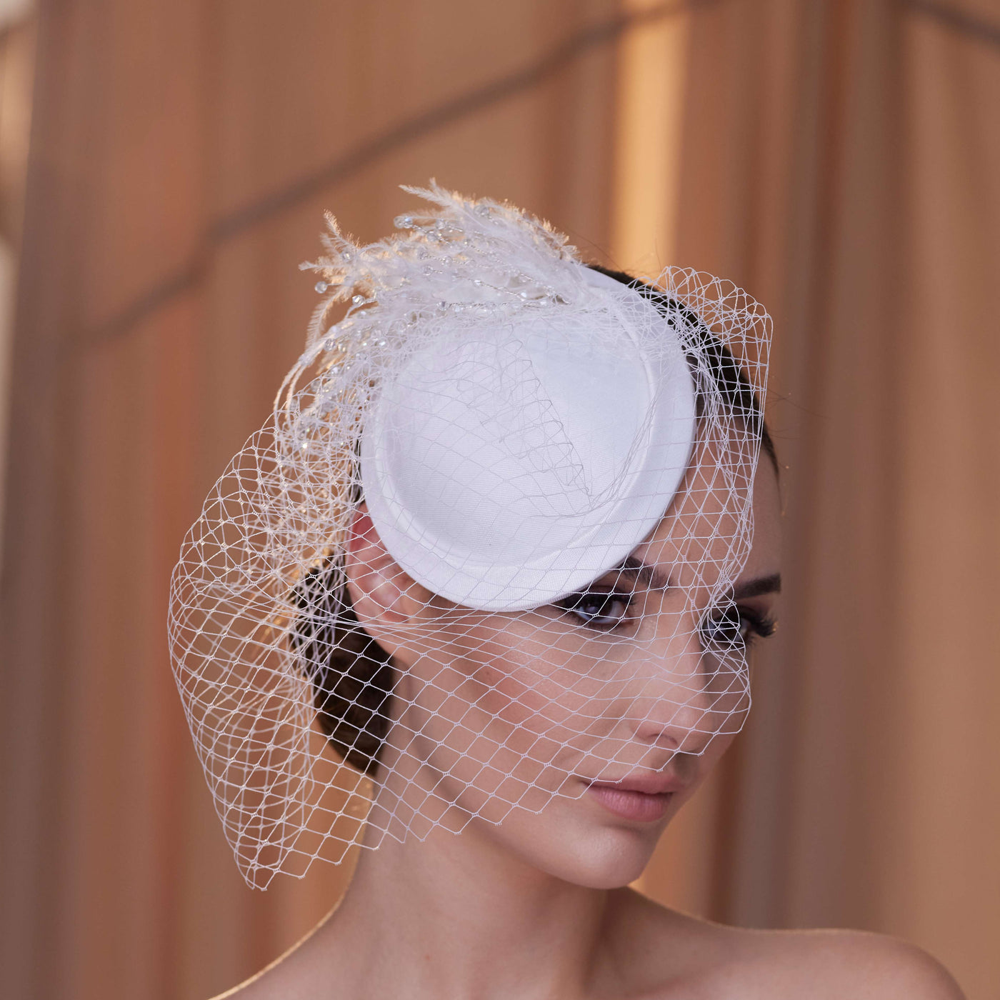 Birdcage Veil with Feathers - Glamourous Grace