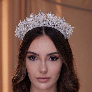 Sparkling Crystal Bead Rhinestone Tiara - Glamourous Grace