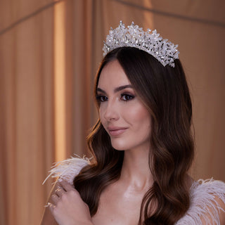 Sparkling Crystal Bead Rhinestone Tiara - Glamourous Grace