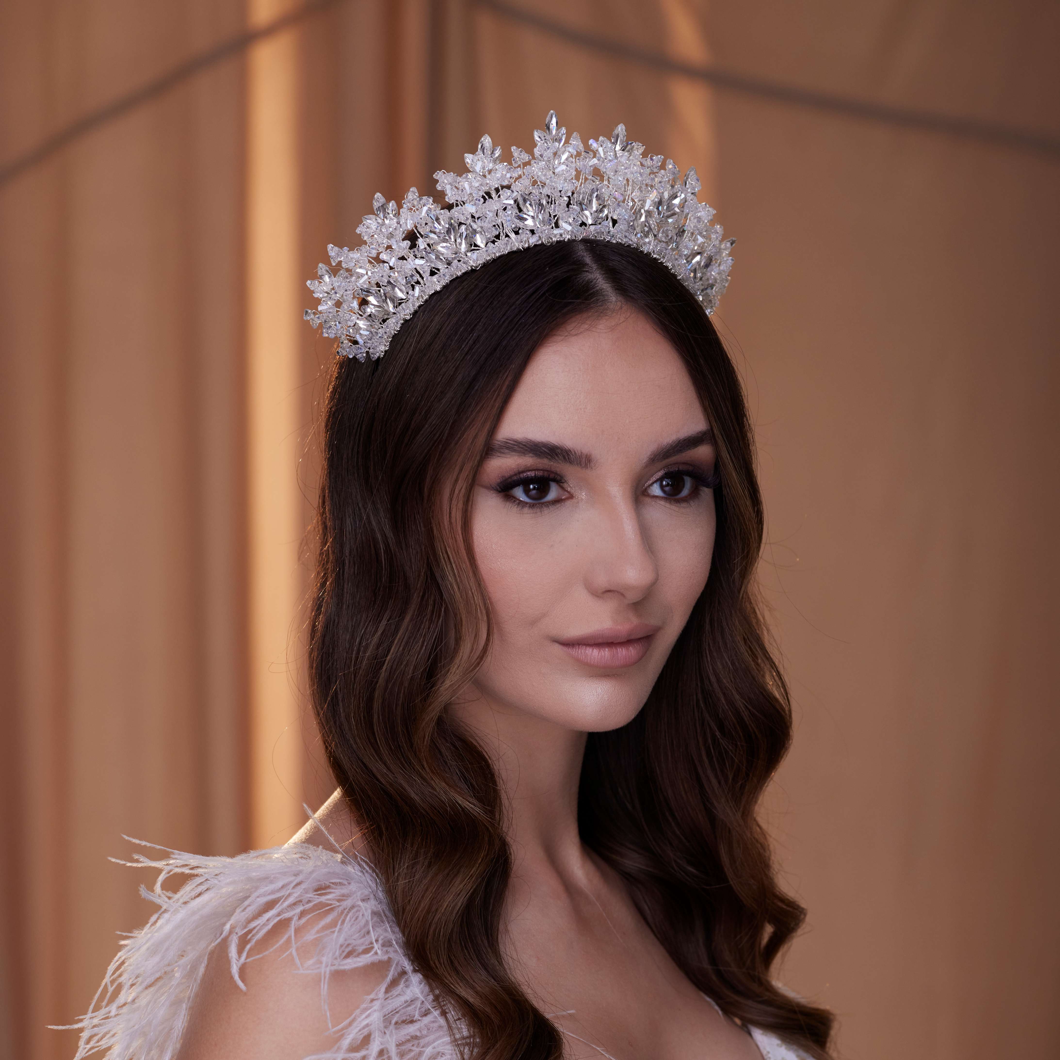 Sparkling Crystal Bead Rhinestone Tiara - Glamourous Grace