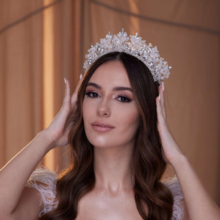 Sparkling Crystal Bead Rhinestone Tiara - Glamourous Grace
