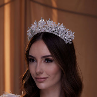 Sparkling Crystal Bead Rhinestone Tiara - Glamourous Grace