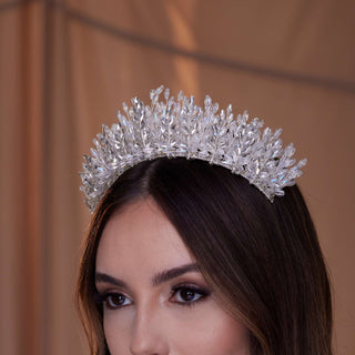 Elegant Crystal Bead and Rhinestone Wedding Tiara - Glamourous Grace