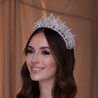 Sparkling Crystal Bead and Rhinestone Tiara - Glamourous Grace