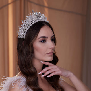 Sparkling Crystal Bead and Rhinestone Tiara - Glamourous Grace