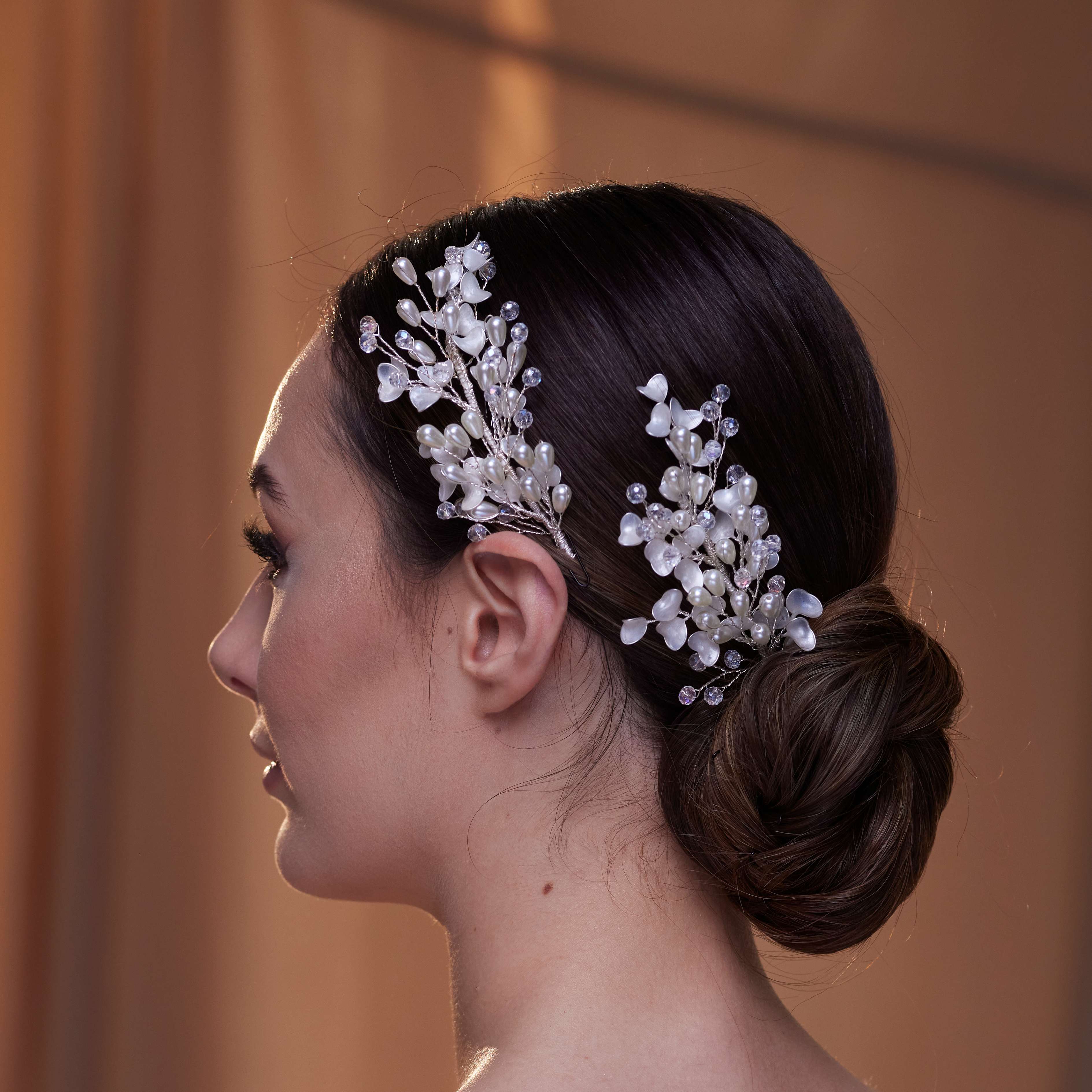 2-Piece Crystal Beaded Hair Vine Set - Glamourous Grace